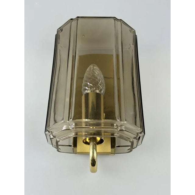 Mid-Century Modern Glass and Metal Wall Lamp from Glashütte Limburg, Germany, 1970s For Sale - Image 3 of 18