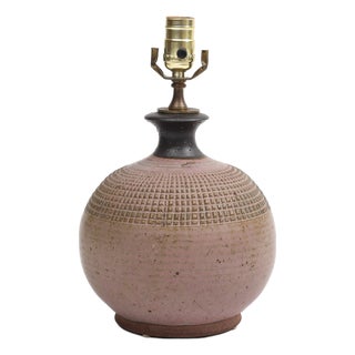 Artist Signed Stoneware Pottery Table Lamp For Sale