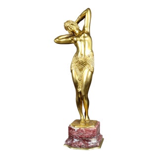 Original 1920s French Art Deco Gilt Bronze Sculture For Sale
