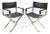 Vintage Alessandro Albrizzi Italy Mid Century Modern Chrome Director Chair Pair For Sale