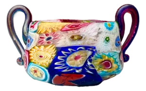 Italian Millefiori Murano Glass Miniature Vase with Handle from Fratelli Toso, 1920s
