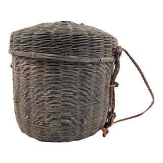 Early 20th Century Bamileke Lidded Basket Cameroon For Sale