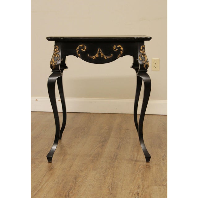 1940s Vintage Italian Florentine Style Black & Gilt Side Table For Sale - Image 5 of 13