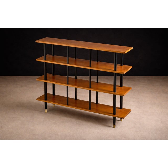 Brazilian Modernist Bookshelf in Ebonized Pau Marfim with Bronze Sabots — Móveis Valério, Brazil, 1950s - Lot 687 For Sale In New York - Image 6 of 12