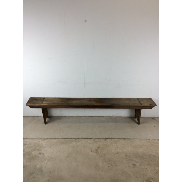 This antique farmhouse primitive bench features solid wood construction, original finish, and unique tongue in groove...