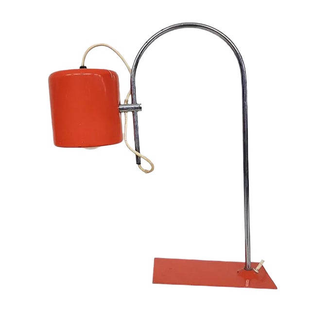 Mid-Century Dutch Orange Desk Light, 1960s For Sale