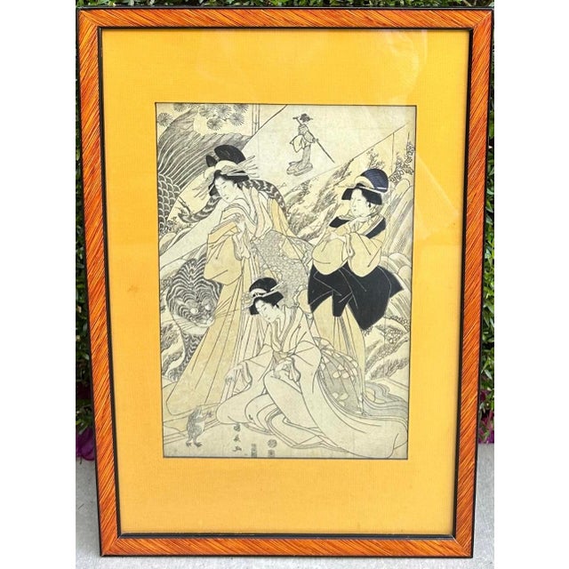 Early 19th Century Right Panel of Utagawa Kuninaga’s Woodblock Print Triptych For Sale - Image 17 of 18