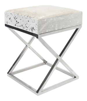 Pasargad Home Safari Steel & Cowhide Bench