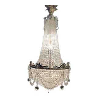 19th Century French Empire Crystal Basket Chandelier For Sale