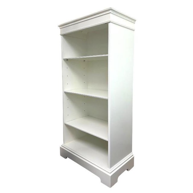 Neoclassical Antique Neoclassical Bookcase in Benjamin Moore Seapearl Lacquer For Sale - Image 3 of 8