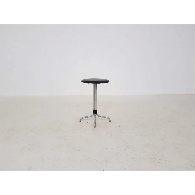 Metal Stool with Black Vinyl Upholstery from Brabantia, 1960s For Sale - Image 3 of 6
