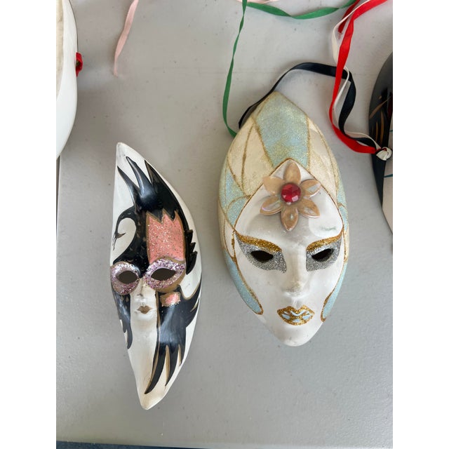 1980s Vintage Mardi Gras Style Face Mask Wall Art Collection of 35 For Sale - Image 5 of 11