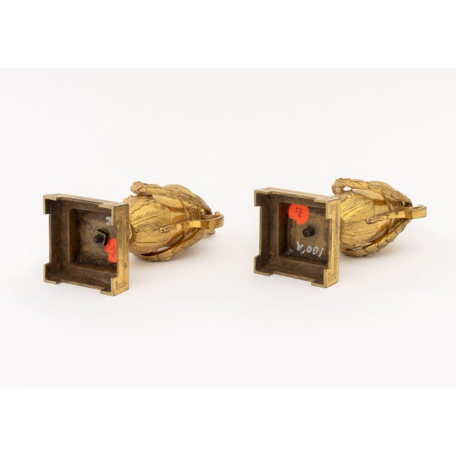 Bronze French Empire Bronze Candlestick-Cassolettes, 2 For Sale - Image 8 of 12