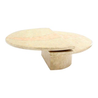 Revolving Expandable Tessellated-Top Round Coffee Table For Sale