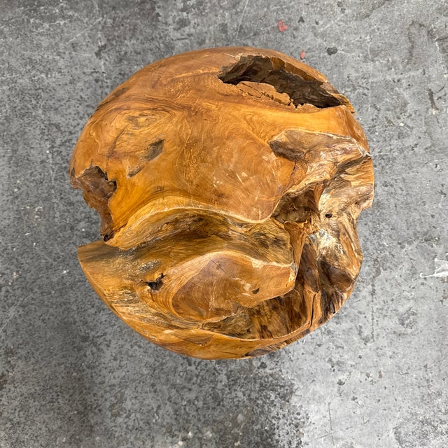 Wood Root Hand-Carved Organic Sculpture Sphere, Small For Sale - Image 4 of 12
