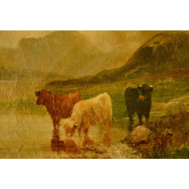 Late 19th Century Oil on Canvas, Scottish Cattle For Sale - Image 5 of 9