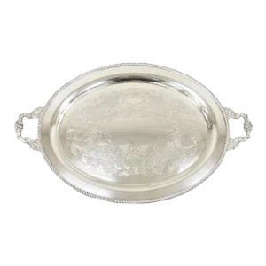 Vintage English Victorian Large Oval Silver Plated Serving Platter Tray by Victoria