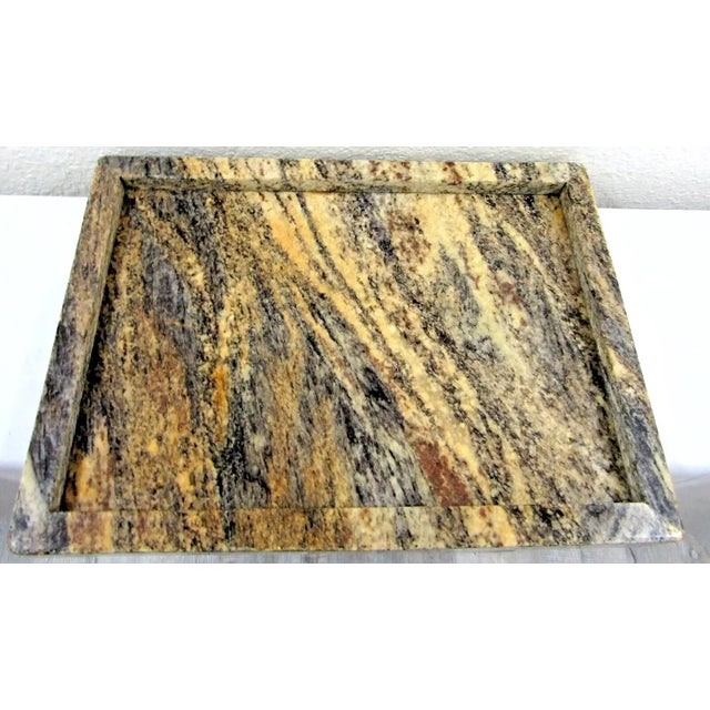 Substantial Granite Magma Gold 18" X 13" Lipped Tabletop Serving Tray For Sale - Image 4 of 9