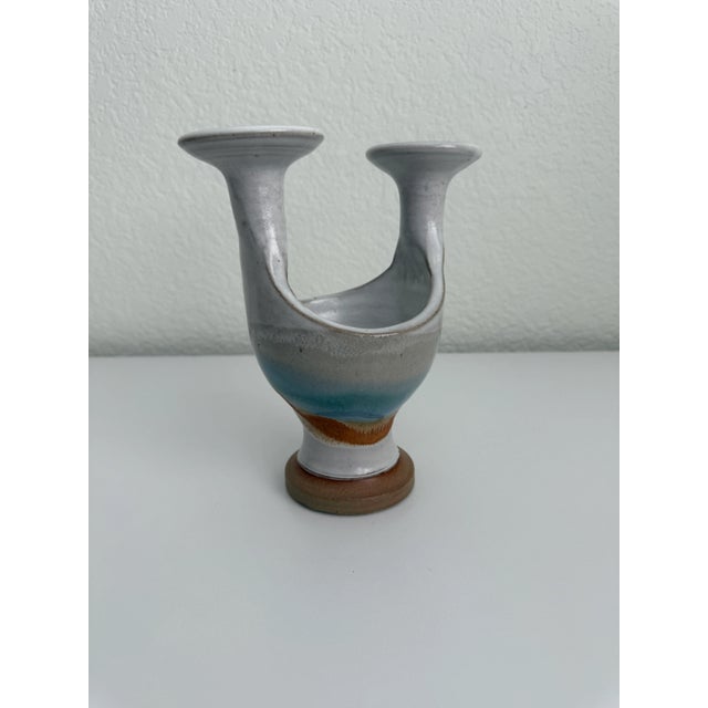 1970s Ceramic Candle Holder Vase, Signed For Sale - Image 12 of 12