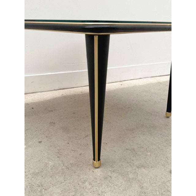 Coffee Table in Imitation Leather and Glass, 1960 For Sale - Image 4 of 6