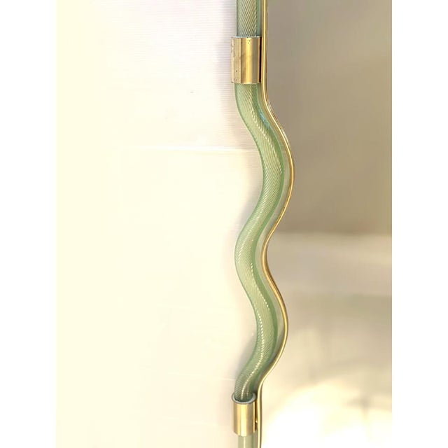 White Horizzontal Wave Mirror in Green and Gold Torchon by Simoeng For Sale - Image 8 of 10