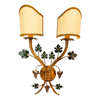 Brass Applique with Grapes and Leaves For Sale