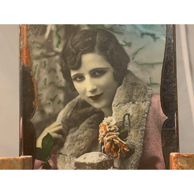 Art Deco Marble Lamp with Picture Frame for your consideration. The lamp measures approx. 7 1/2 inches tall without...