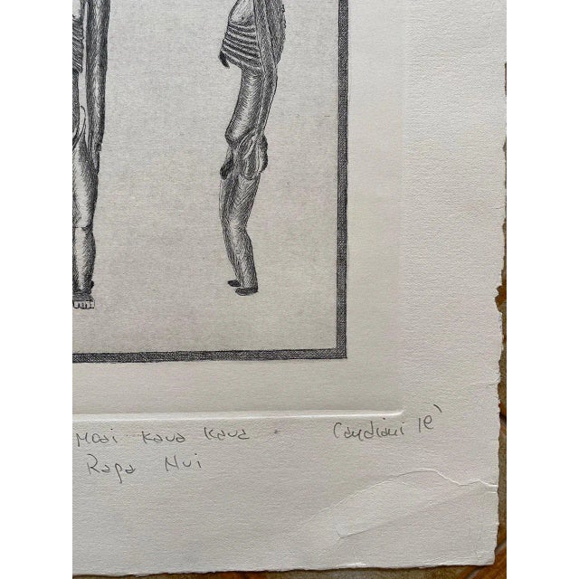 Late 20th Century Late 20th Century Easter Island "Moai Kavakava" Etching by Rapa Nui Artist Ricardo Candiani For Sale - Image 5 of 8