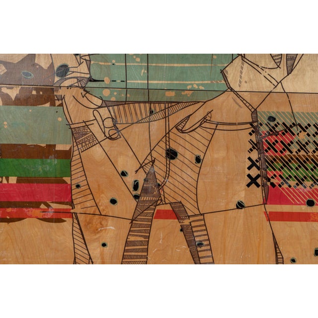 Huge 96" Jason Thielke Modern Triptych Painting on Wood Panels For Sale - Image 9 of 10
