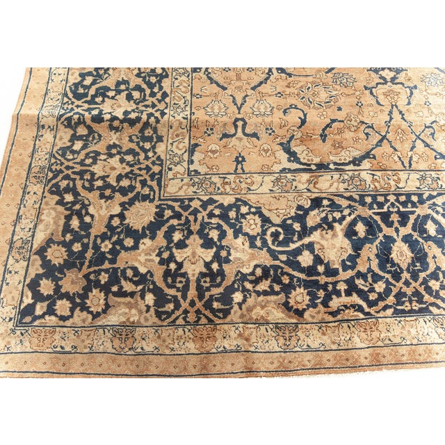 Persian Fine Antique Persian Tabriz Handmade Wool Carpet For Sale - Image 3 of 9