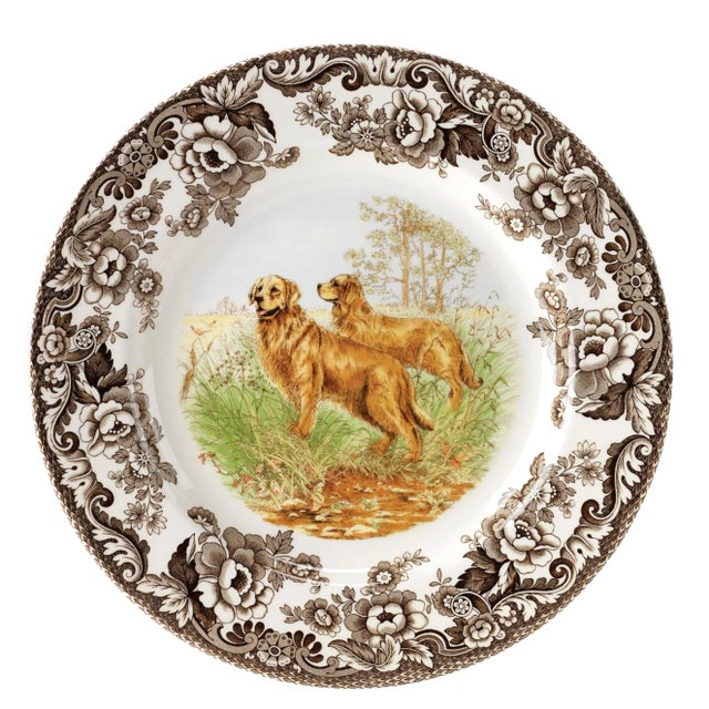 English Spode Woodland Dogs Dinner Plate 10.5", Golden Retriever For Sale - Image 3 of 3