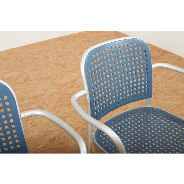 Blue Silver Chair with Aluminum Frame by Vico Magistretti, 1989 For Sale - Image 8 of 12