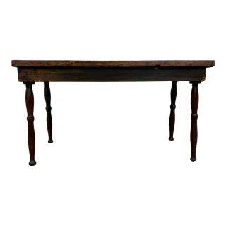 Antique Primitive Country Farmhouse French Provincial Style Oak Dining Table For Sale
