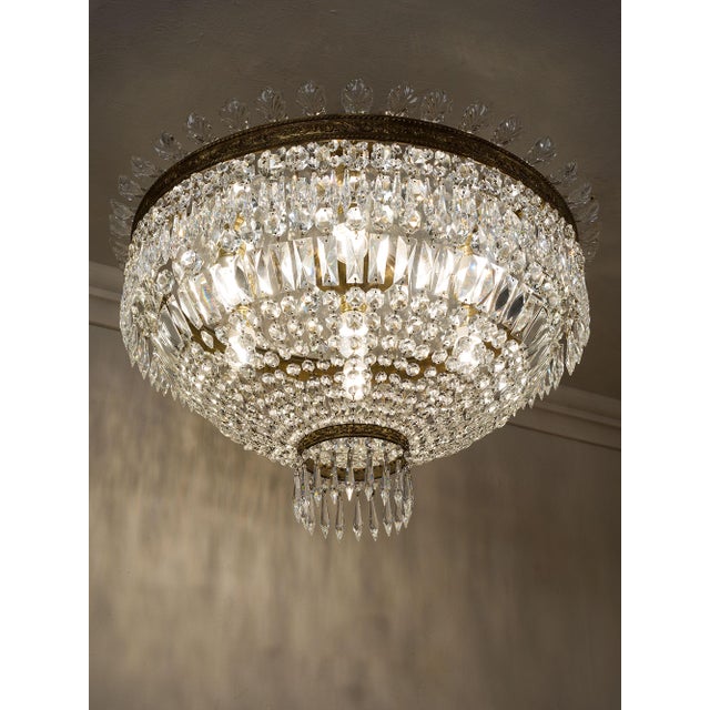 Metal Vintage Empire Bohemian Crystal Hot Air Balloon Ceiling Light, 1940s For Sale - Image 7 of 11