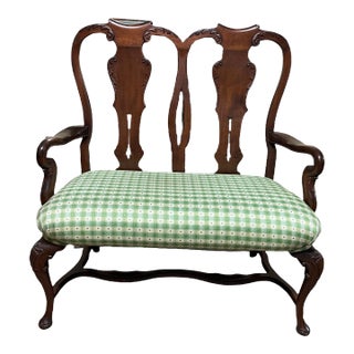 19th Century Queen Anne Style Settee Mahogany Finish For Sale