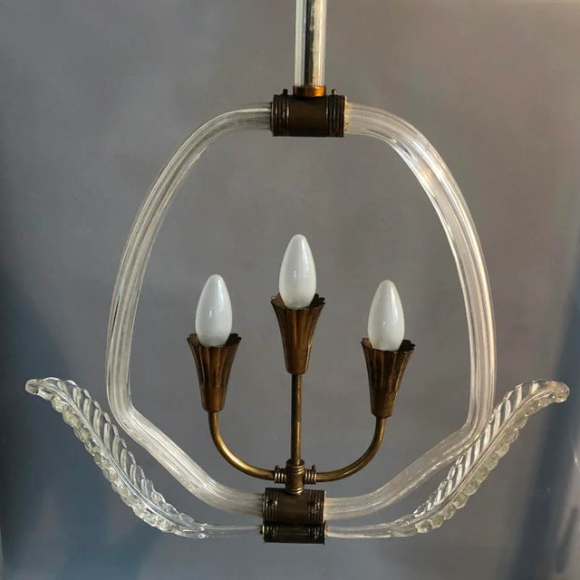 Italian Art Deco Murano Glass Ceiling Lamp from Barovier & Toso, 1940s For Sale - Image 6 of 16