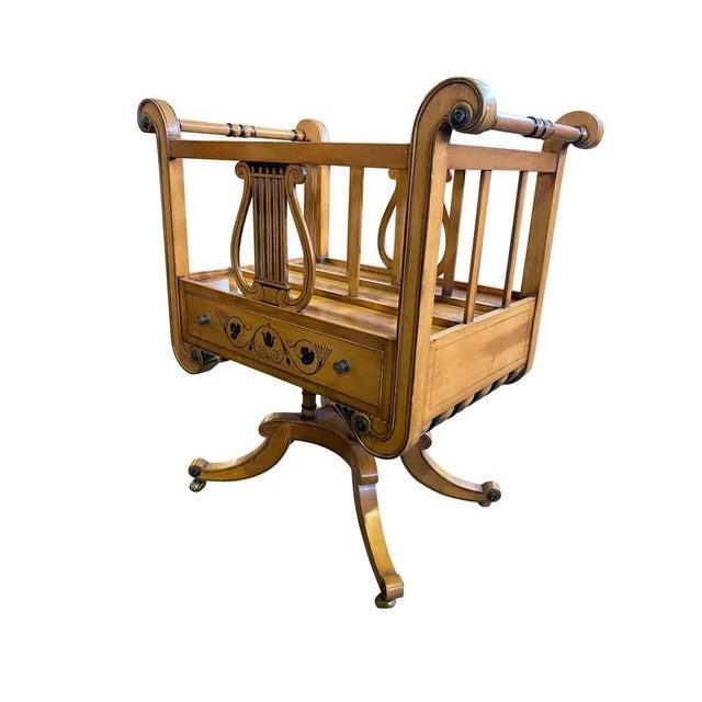 Hollywood Regency Regency Sheraton Style Newspaper Rack in Satinwood, 20th Century For Sale - Image 3 of 15