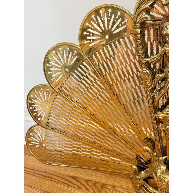 Oversized Victorian Brass Figural Peacock Folding Fireplace Screen For Sale - Image 6 of 9