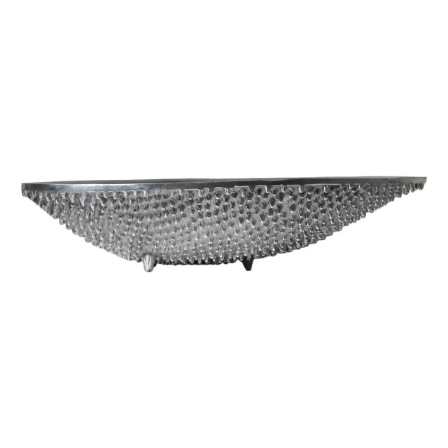 Textured Aluminium Bowl on Legs, 1980 For Sale