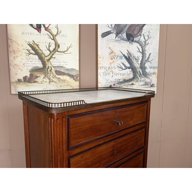 Antique French Chest of Drawers Semainier Louis XVI White Marble Mahogany C1900 For Sale - Image 10 of 18