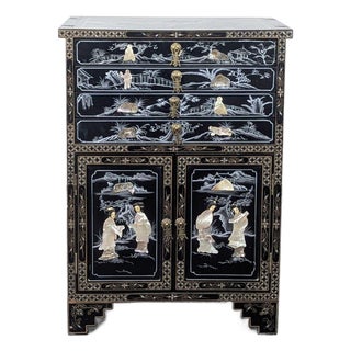 Vintage Lacquered Chinese Cabinet For Sale