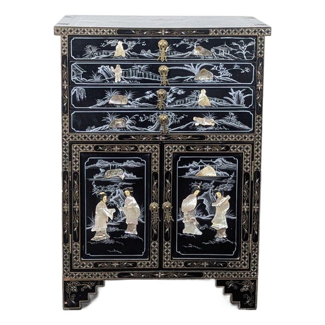 Vintage Lacquered Chinese Cabinet For Sale