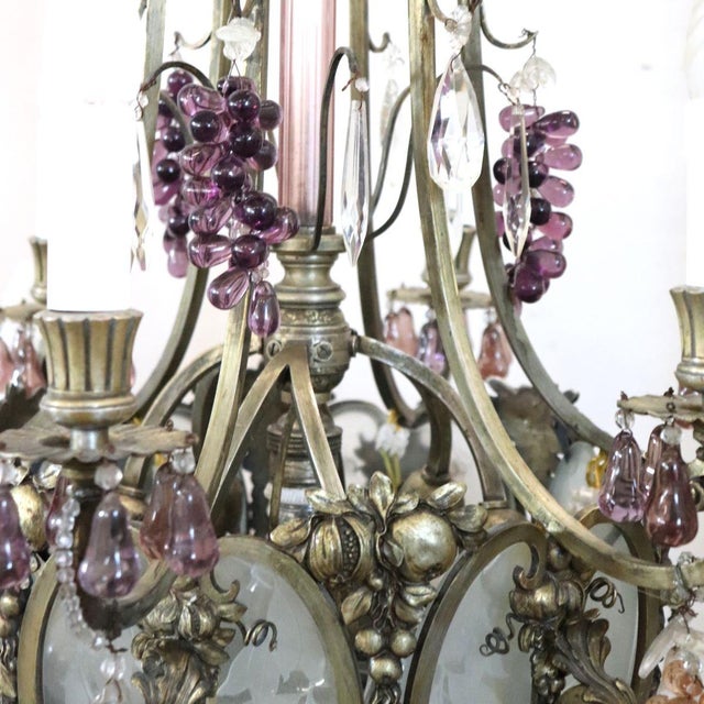 20th Century Chandelier in Bronze and and Glass Fruit Pendants For Sale - Image 16 of 18