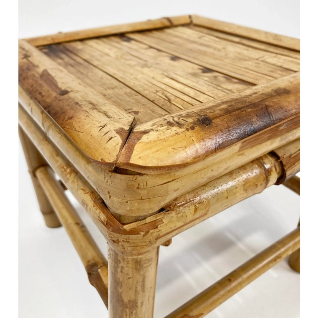 Wood Vintage Square Scorched Bamboo Plant Stand or Riser For Sale - Image 7 of 7