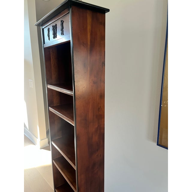 Traditional Pair of Narrow Cherry Bookcases For Sale - Image 3 of 9