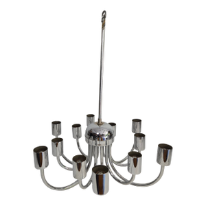 1970s Chrome Mid Century Chandelier