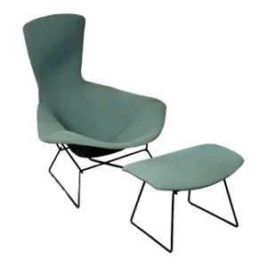 Vintage Harry Bertoia for Knoll Bird Lounge Chair With Ottoman, Labeled, 1960s