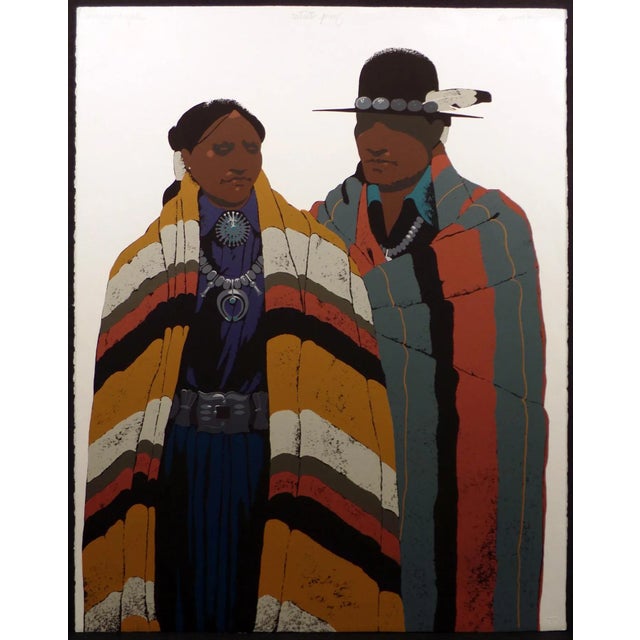 "Navajo Couple" by Louis De Mayo Hand signed, titled & numbered by the artist in pencil Limited Edition Serigraph on White...