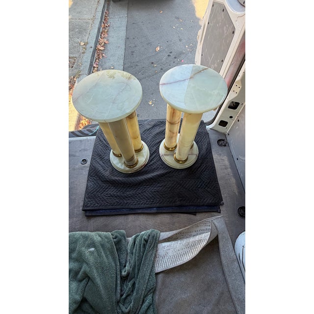 Mid-Century Modern Onyx Tripple Cylinder Base Side Tables Stand Pedestal Tables For Sale - Image 17 of 17