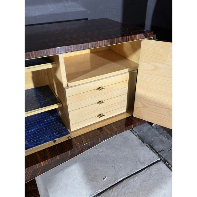 Brown Macassar Ebony French Credenza by N. F. Ameublement, 1950 For Sale - Image 8 of 9